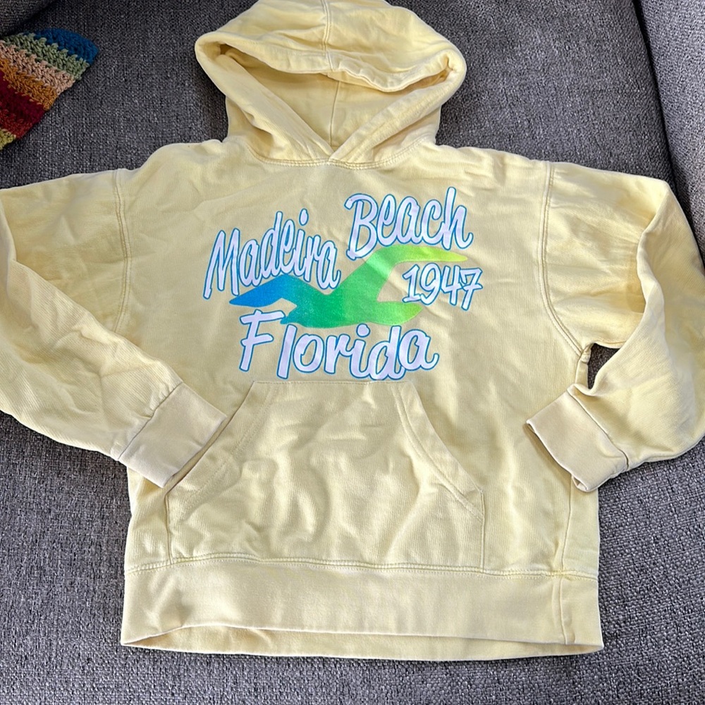 Madeira Beach Florida Girls Kids Unisex Pale Yellow Hooded Sweatshirt XL